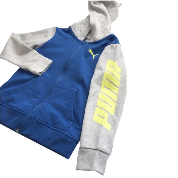 Puma Blue & Gray Hoodie Fully Zipper Jacket - Picture 2 of 7